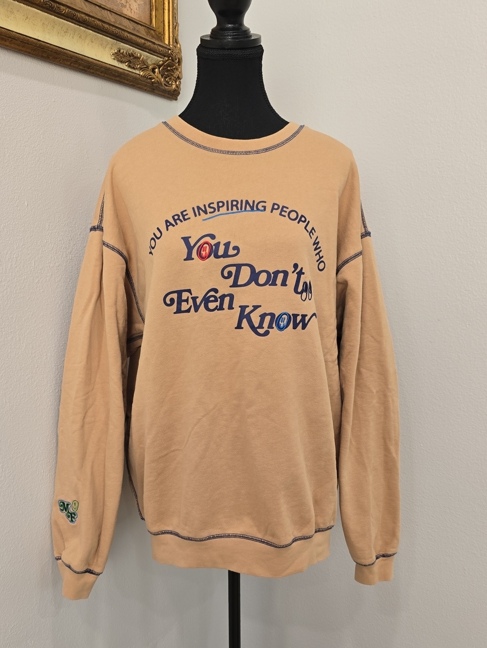 The Mayfair Group - Tan Graphic Crewneck Sweatshirt - Inspirational Print
